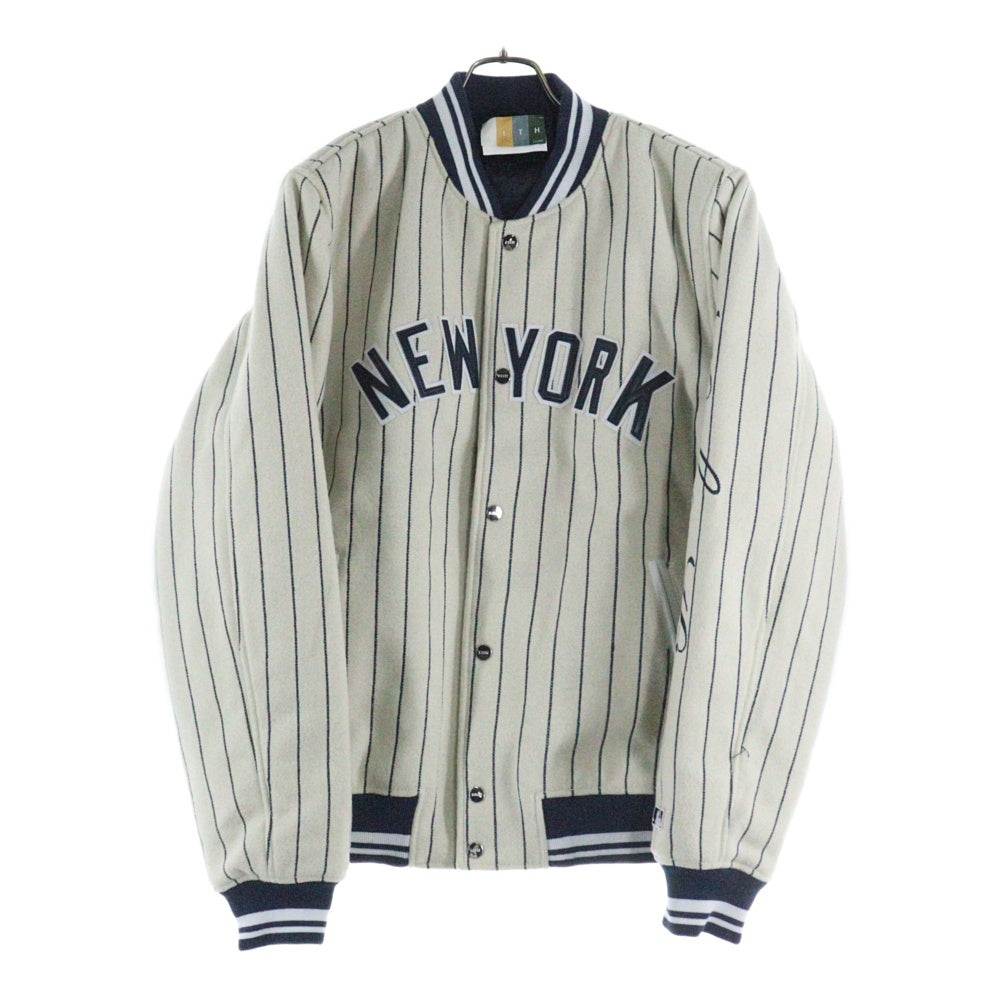 KITH(キス) 21AW ×MLB for New York Yankees Wool Bomber Jacket ニューヨーク ヤンキース ウール ボンバージャケット アイボリー KHM010030