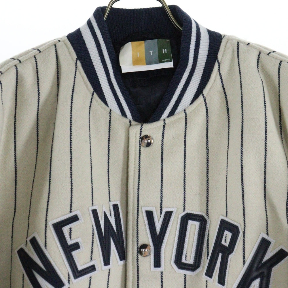 KITH(キス) 21AW ×MLB for New York Yankees Wool Bomber Jacket ニューヨーク ヤンキース ウール ボンバージャケット アイボリー KHM010030
