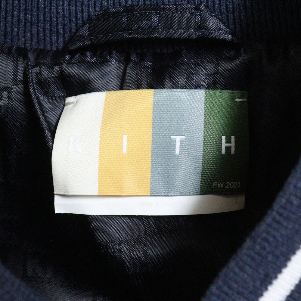 KITH(キス) 21AW ×MLB for New York Yankees Wool Bomber Jacket ニューヨーク ヤンキース ウール ボンバージャケット アイボリー KHM010030