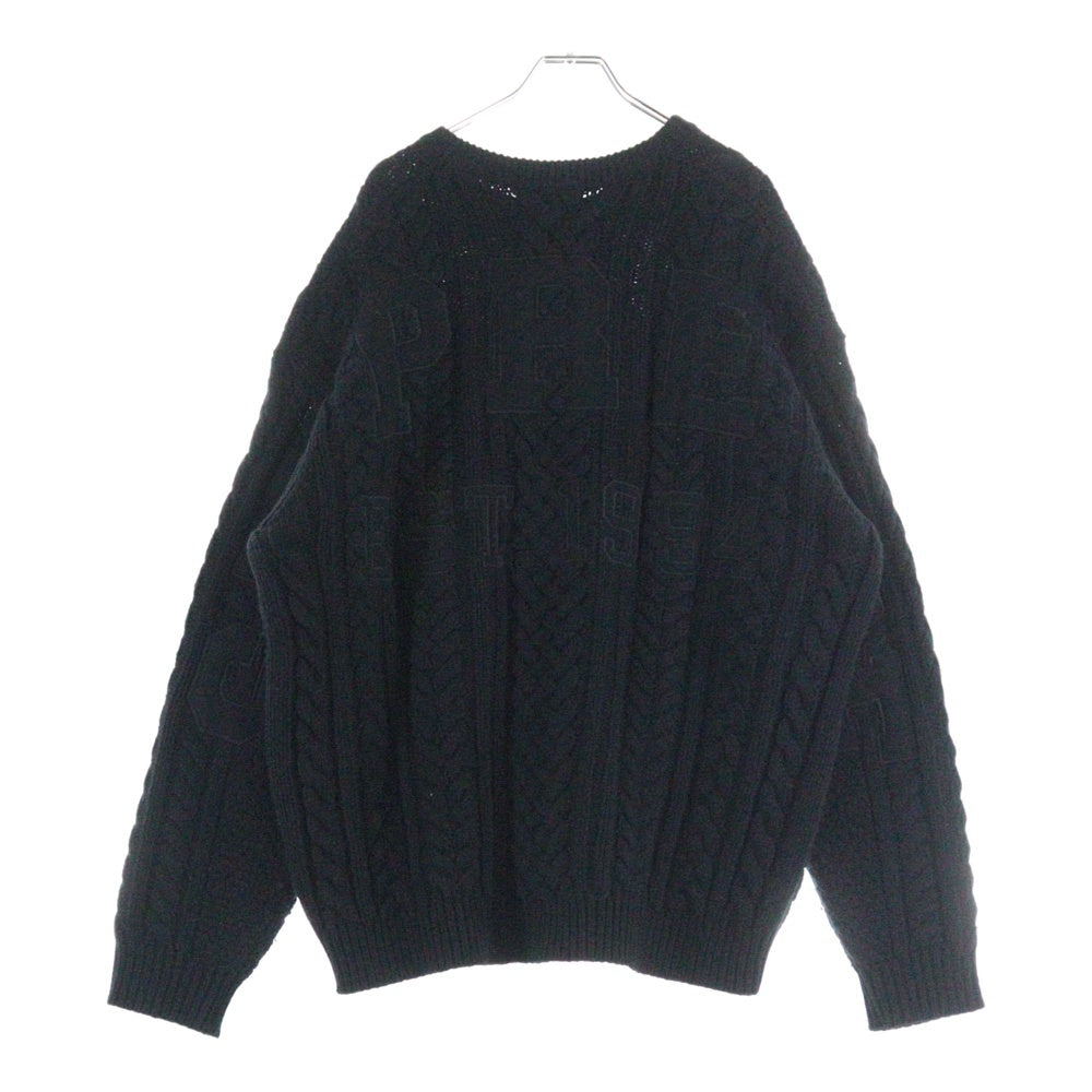 SUPREME(シュプリーム) 23AW Applique Cable Knit Sweater アップリケ ケーブル ニット セーター ブラック