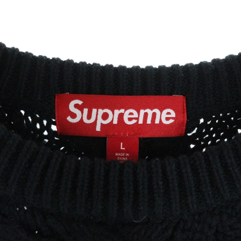SUPREME(シュプリーム) 23AW Applique Cable Knit Sweater アップリケ ケーブル ニット セーター ブラック