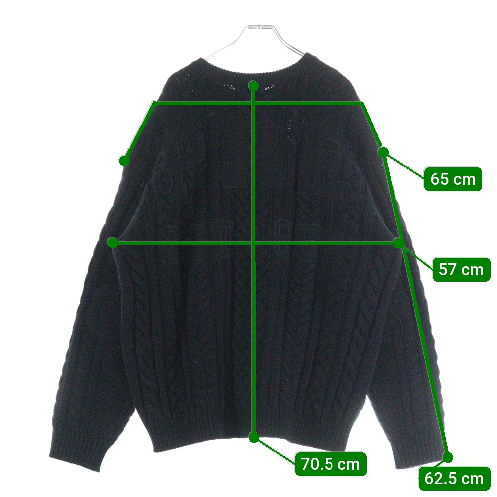 SUPREME(シュプリーム) 23AW Applique Cable Knit Sweater アップリケ ケーブル ニット セーター ブラック