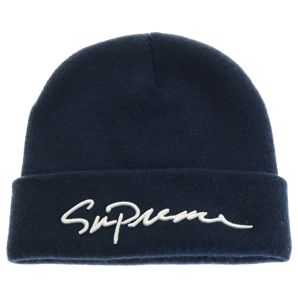 SUPREME(シュプリーム) 18AW Classic Script Beanie クラシック スクリプト ビーニー ニットキャップ 帽子 ネイビー