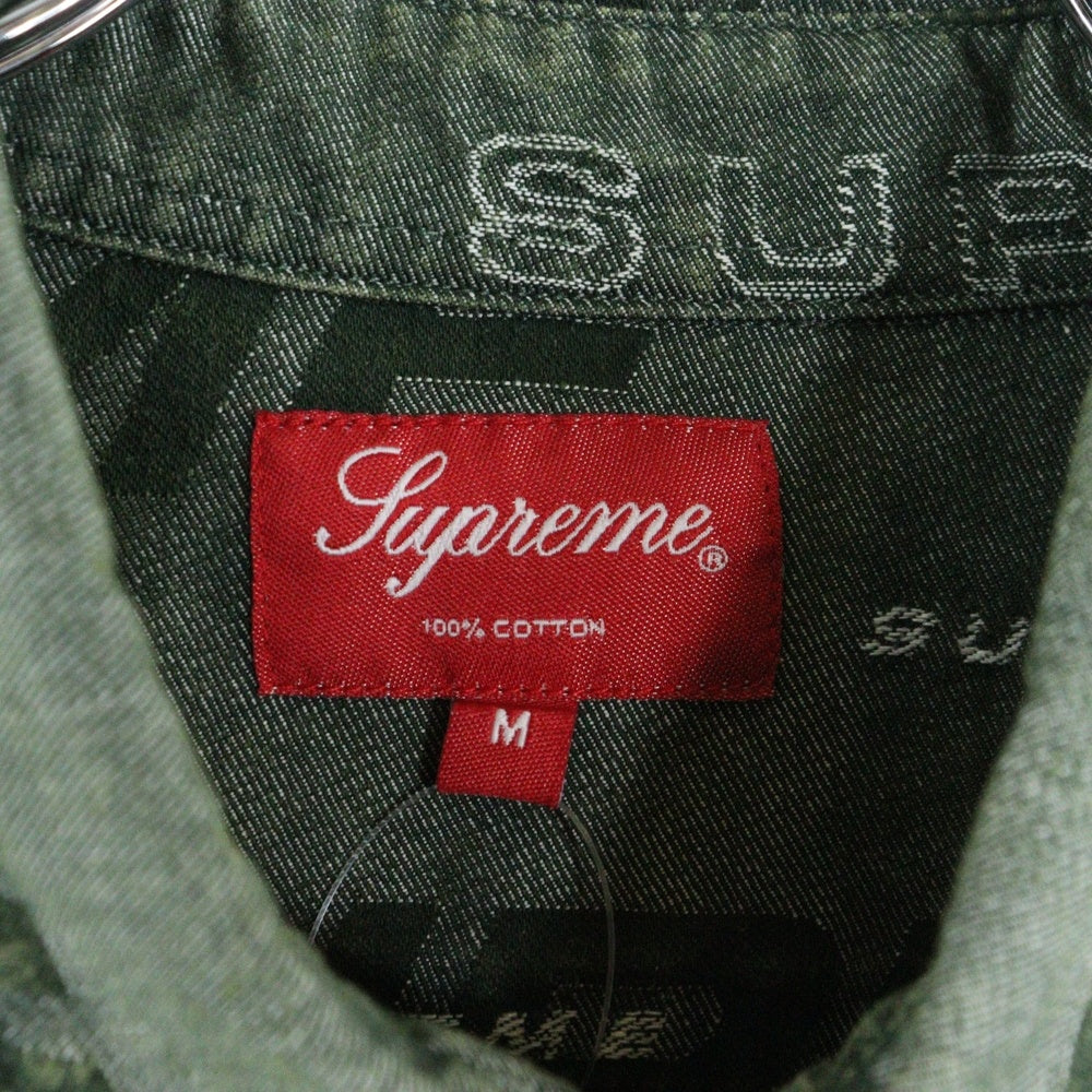 SUPREME(シュプリーム) 19AW Dimensions Logo Denim Shirt ディメンションズ 総柄ロゴ デニム 長袖シャツ グリーン