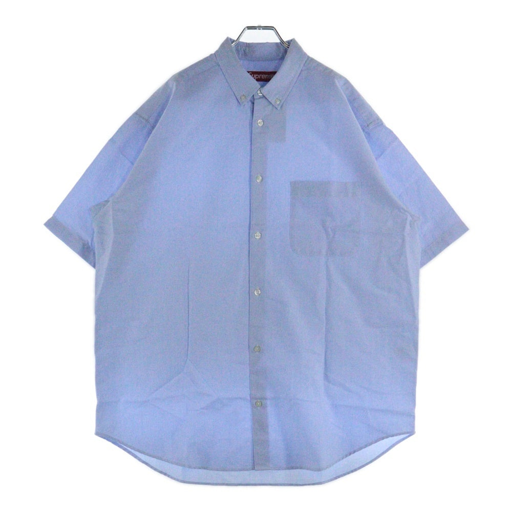 SUPREME(シュプリーム) 24SS Light Fit S/S Oxford Shirt ライトフィット フロントロゴ刺繍 オックスフォード 半袖シャツ ブルー