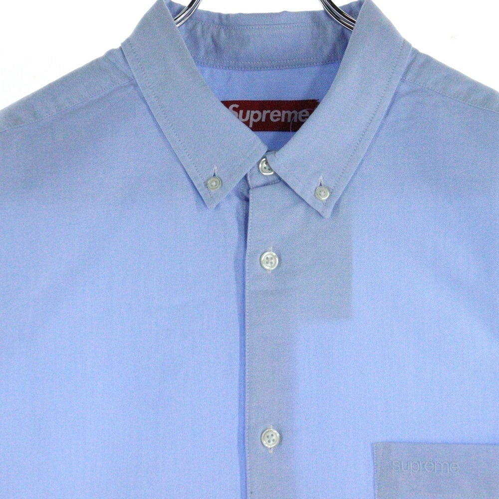 SUPREME(シュプリーム) 24SS Light Fit S/S Oxford Shirt ライトフィット フロントロゴ刺繍 オックスフォード 半袖シャツ ブルー