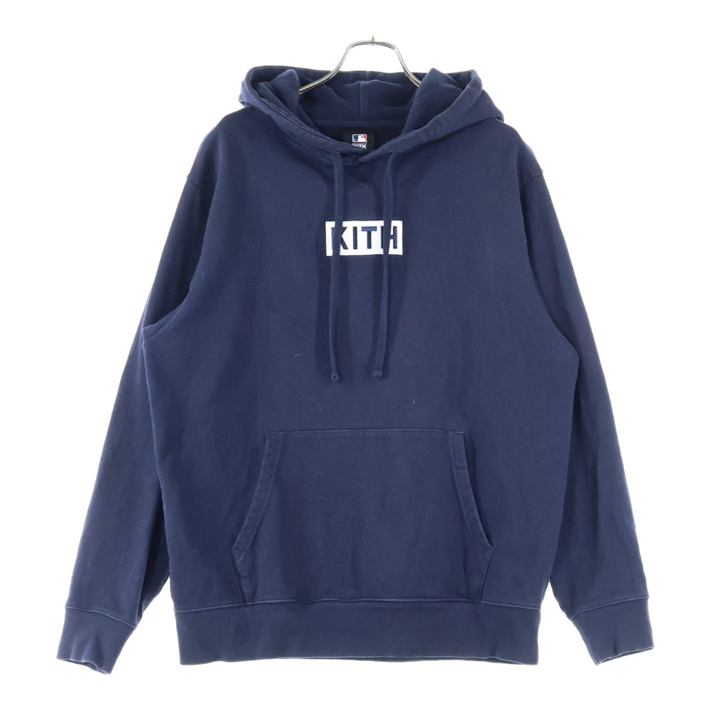 KITH(キス) ×MLB ボックスロゴ スウェット プルオーバーパーカー ネイビー