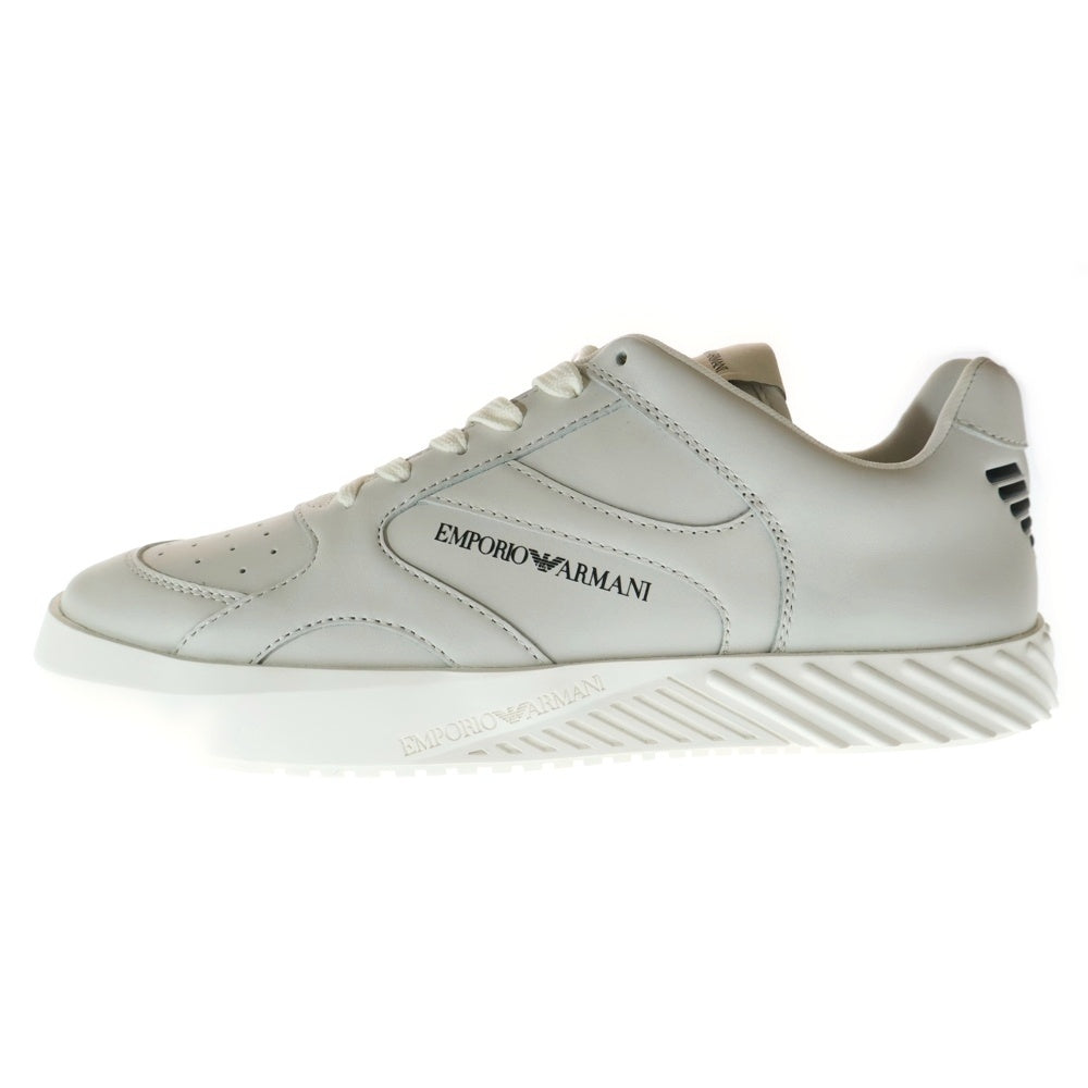 EMPORIO ARMANI(エンポリオアルマーニ) サイドロゴ レザー ローカットスニーカー ホワイト US9/27cm X4X558 XN012