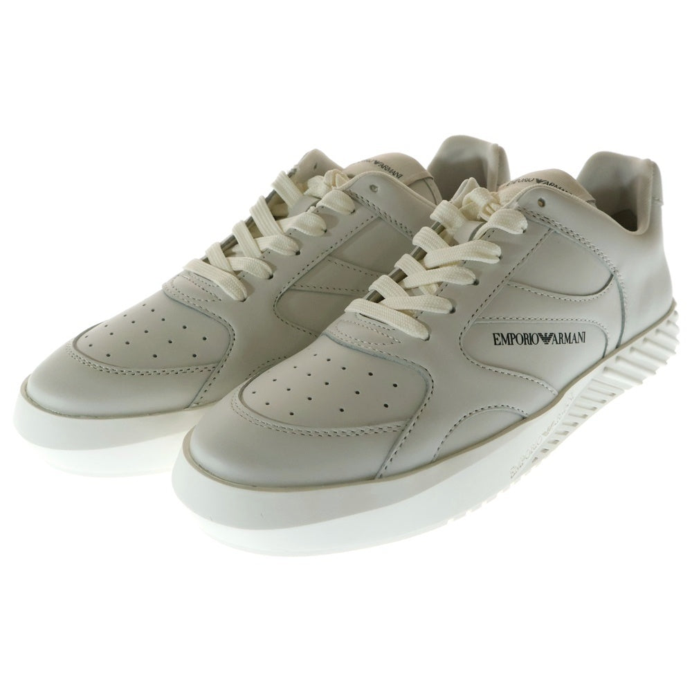 EMPORIO ARMANI(エンポリオアルマーニ) サイドロゴ レザー ローカットスニーカー ホワイト US9/27cm X4X558 XN012