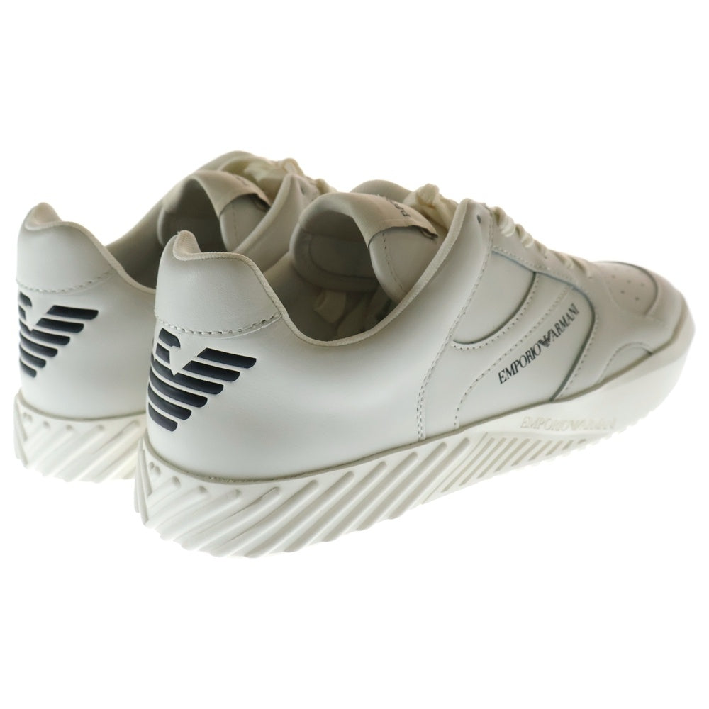 EMPORIO ARMANI(エンポリオアルマーニ) サイドロゴ レザー ローカットスニーカー ホワイト US9/27cm X4X558 XN012
