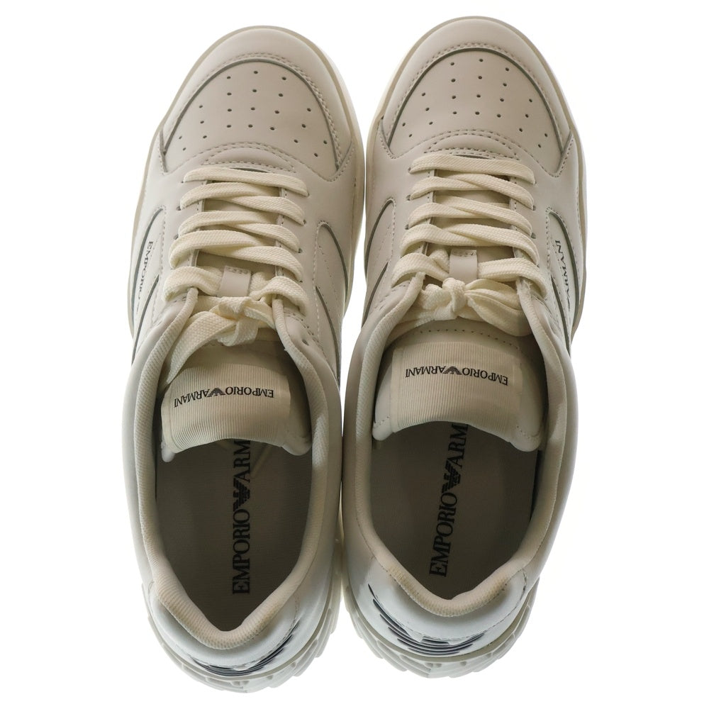 EMPORIO ARMANI(エンポリオアルマーニ) サイドロゴ レザー ローカットスニーカー ホワイト US9/27cm X4X558 XN012