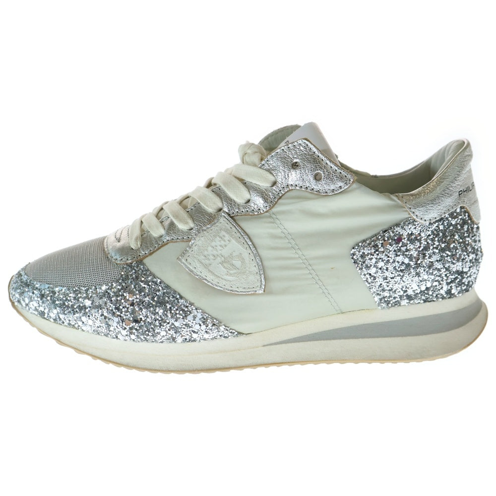 PHILIPPE MODEL(フィリップモデル) TROPEZ X MONDIAL GLITTER ARGENT トロぺ ラインストーン ローカットスニーカー グレー/シルバー TZLD WG10