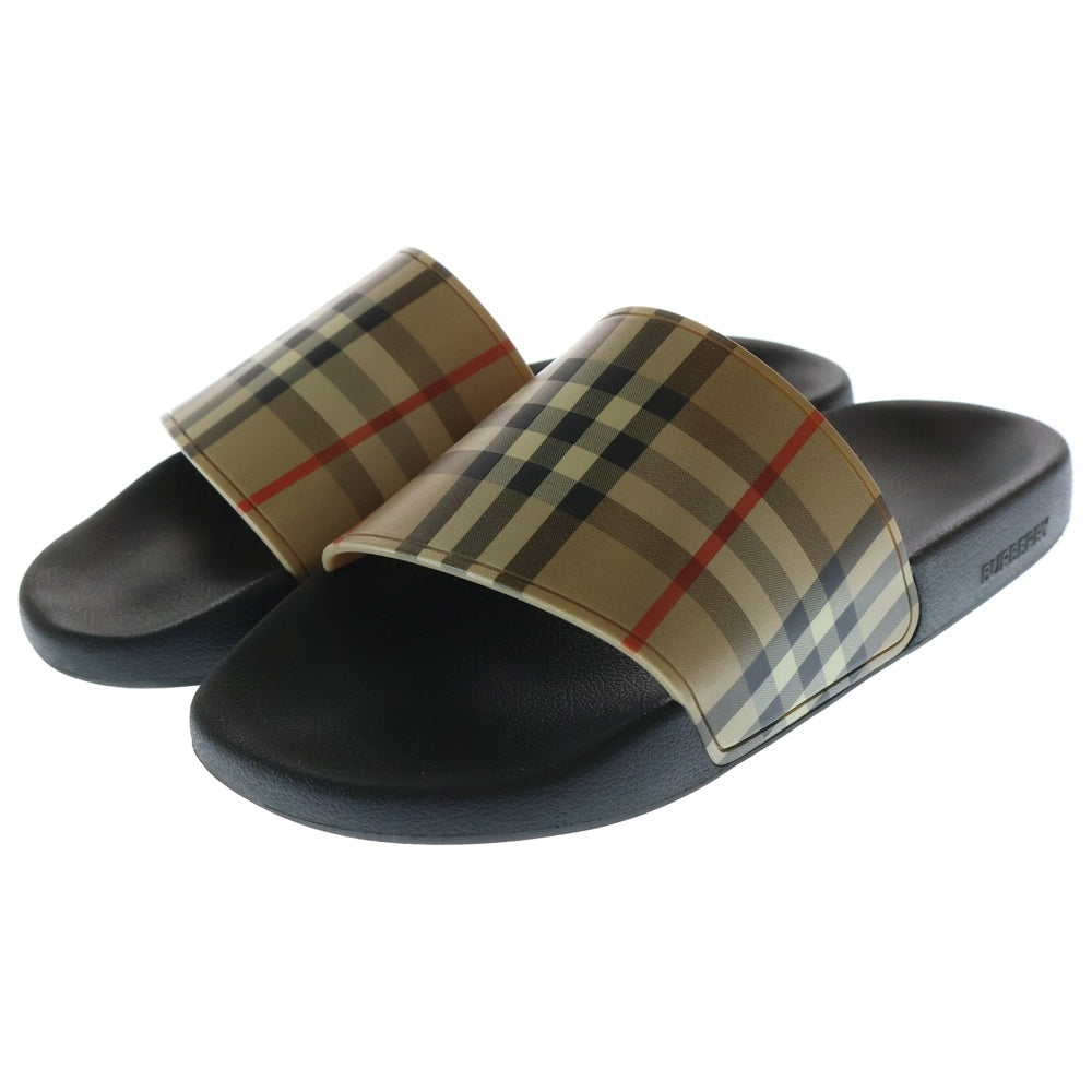 BURBERRY(バーバリー) ヴィンテージ チェック スライド ラバーサンダル ブラック/ブラウン 8023965