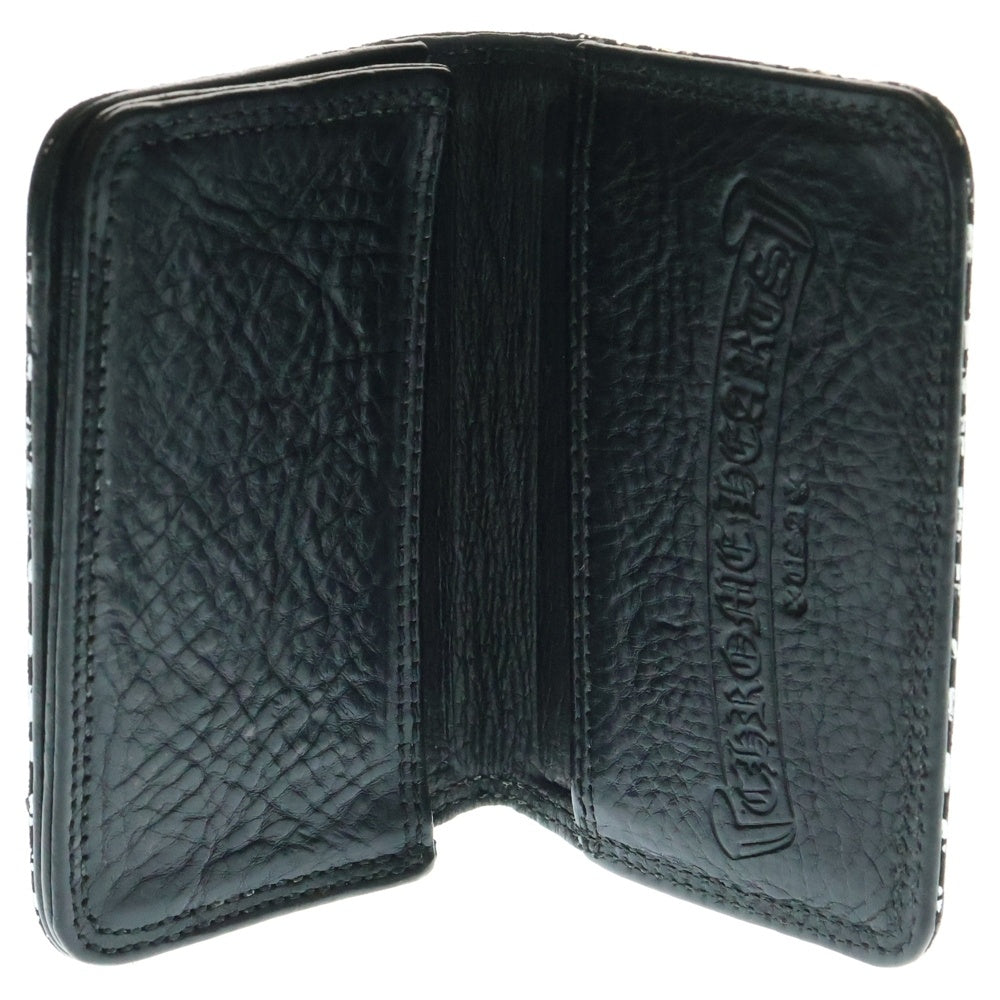 CHROME HEARTS(クロムハーツ) CARD CASE ゼブラ スクロールラベル レザーカードケース ブラック/シルバー