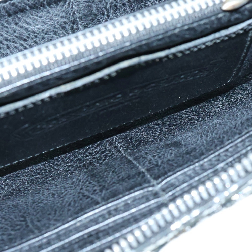 CHROME HEARTS(クロムハーツ) REC F ZIP QUILTED ゼブラ セメタリークロスパッチ キルティング レザー ラウンドジップ ロングウォレット 長財布 ブラック/シルバー