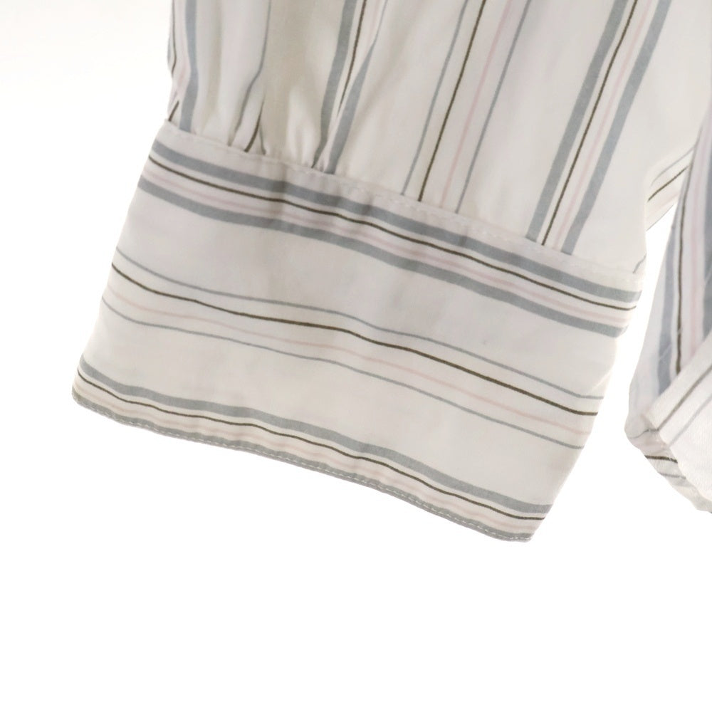 VISVIM(ヴィスヴィム) 16AW ノーカラー ダブルポケット ストライプ 長袖シャツ ホワイト/ブルー 0116205011011