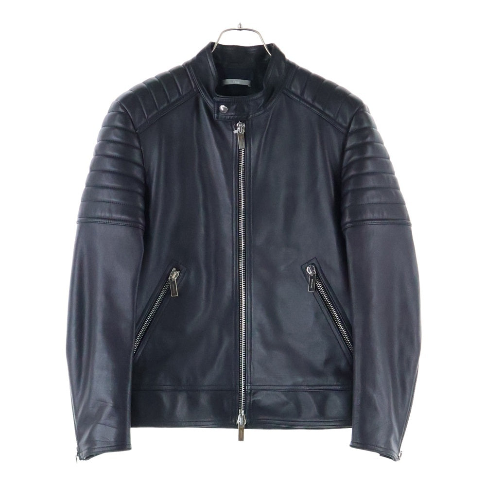 Dior HOMME(ディオールオム) 14SS カウレザー ジップアップ シングルライダースジャケット ブラック 633L459T1345