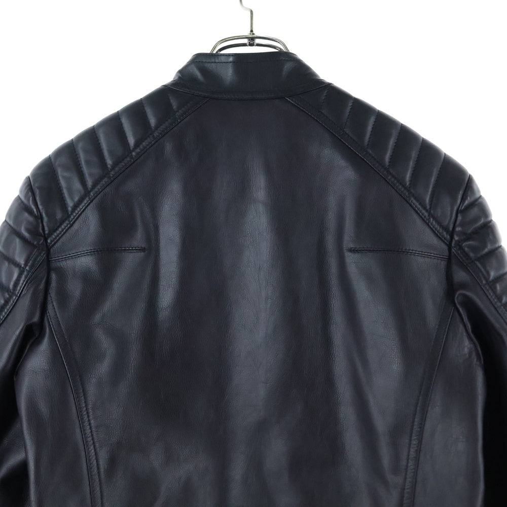 Dior HOMME(ディオールオム) 14SS カウレザー ジップアップ シングルライダースジャケット ブラック 633L459T1345