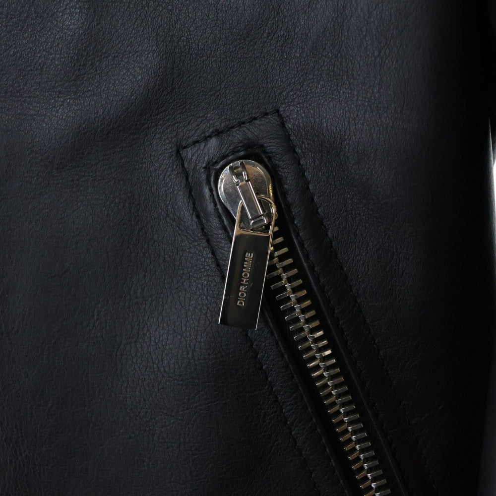 Dior HOMME(ディオールオム) 14SS カウレザー ジップアップ シングルライダースジャケット ブラック 633L459T1345
