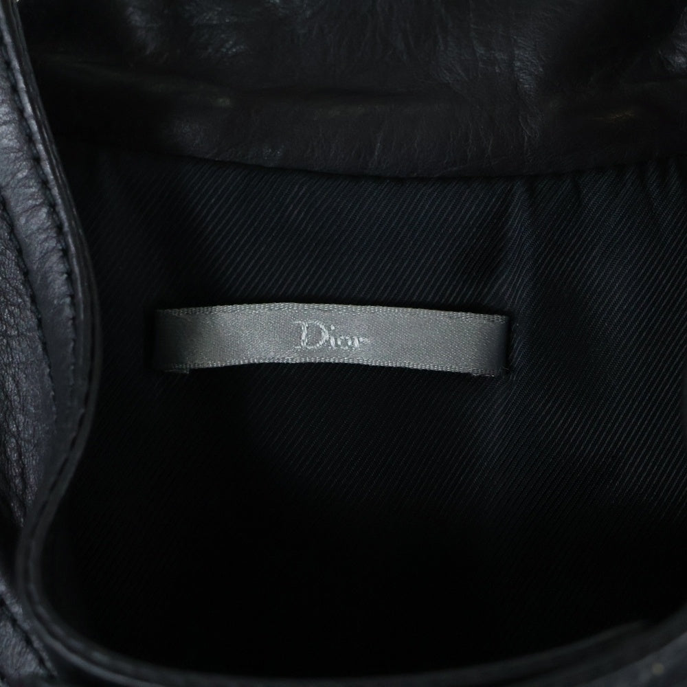 Dior HOMME(ディオールオム) 14SS カウレザー ジップアップ シングルライダースジャケット ブラック 633L459T1345