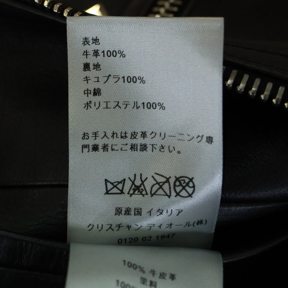 Dior HOMME(ディオールオム) 14SS カウレザー ジップアップ シングルライダースジャケット ブラック 633L459T1345