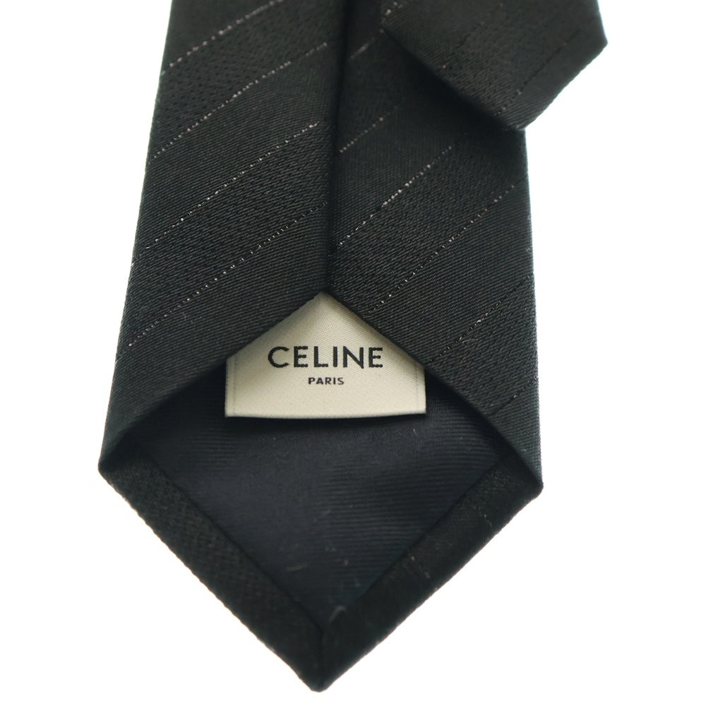 CELINE(セリーヌ) ストライプ ラメ シルク ネクタイ ブラック