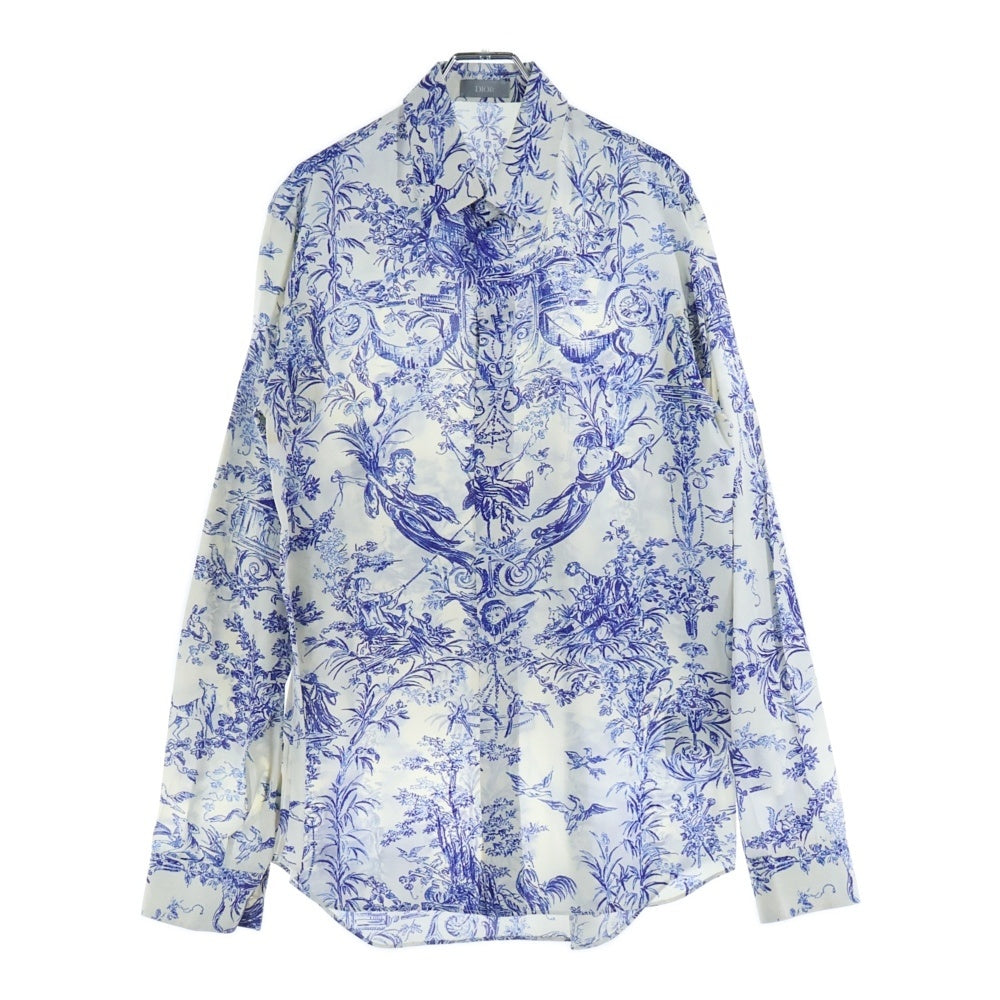 DIOR(ディオール) 19SS トワルドジュイ 総柄シルク長袖シャツ ホワイト/ブルー 023C501G4854