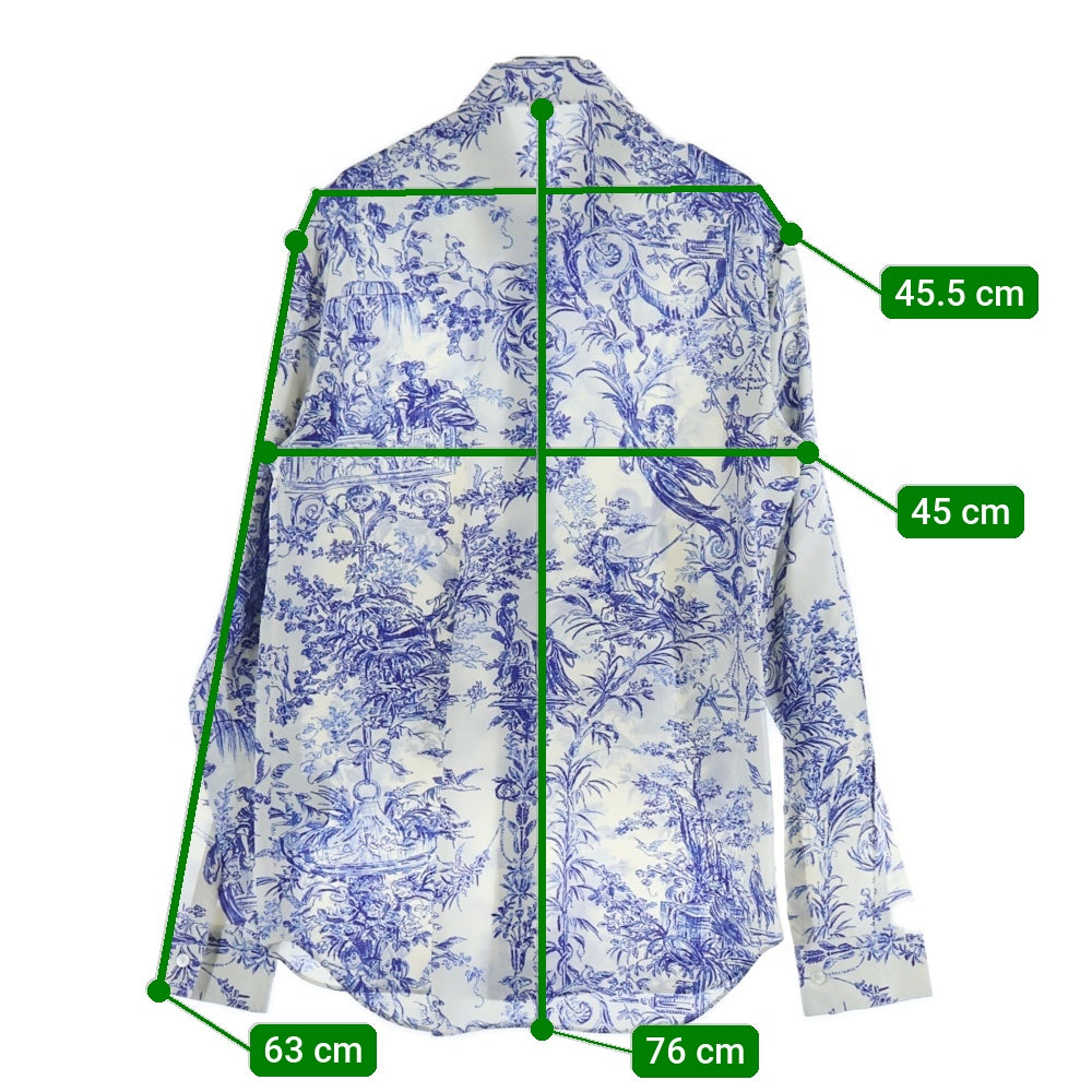 DIOR(ディオール) 19SS トワルドジュイ 総柄シルク長袖シャツ ホワイト/ブルー 023C501G4854