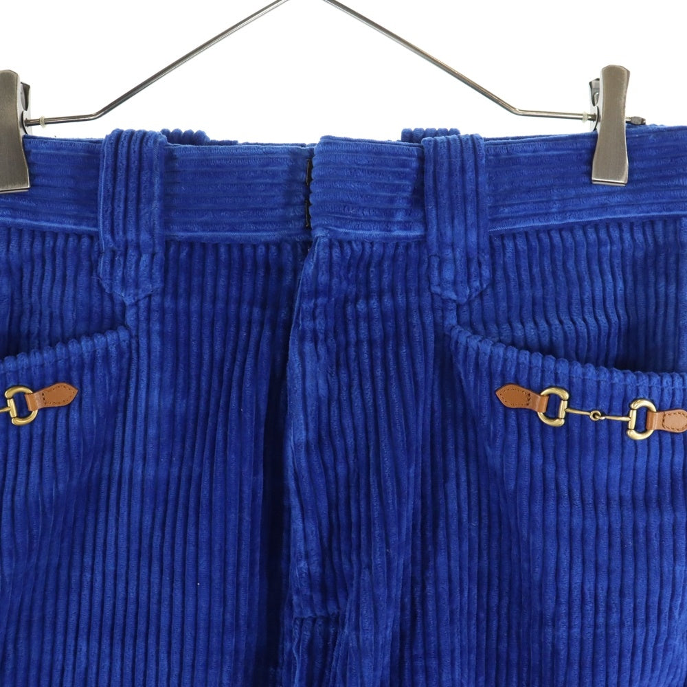 GUCCI(グッチ) 22AW ×adidas アディダス ホースビット コーデュロイ スラックスパンツ ブルー696656