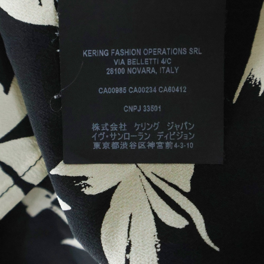 SAINT LAURENT PARIS(サンローランパリ) 21AW フローラル総柄 シルク 長袖シャツ ブラック 646850