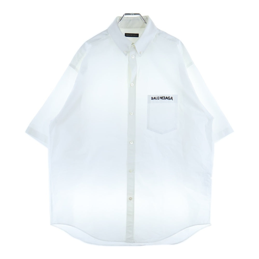 BALENCIAGA(バレンシアガ) 24SS ロゴプリント ポケット付き ボタンダウン 半袖シャツ ホワイト 751920 TNM60
