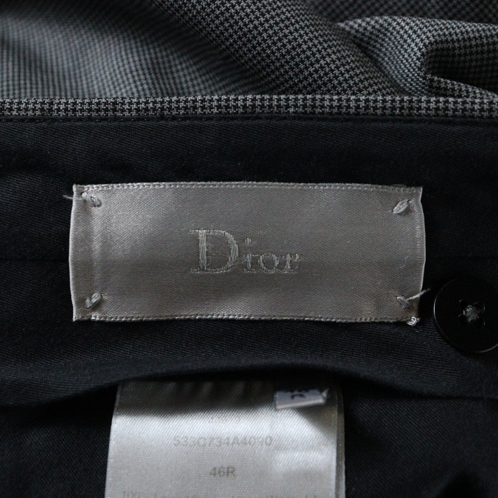 DIOR(ディオール) ノッチドラペル 2B マイクロハウンドトゥース テーラードジャケット スラックスパンツ セットアップスーツ グレー 533C734A4090
