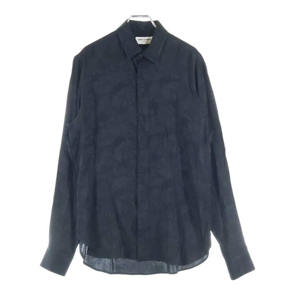 SAINT LAURENT PARIS(サンローランパリ) シルク 総柄 長袖シャツ ブラック 646850 Y2C76