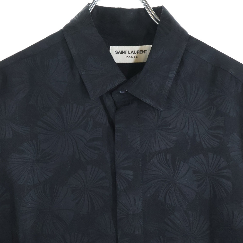 SAINT LAURENT PARIS(サンローランパリ) シルク 総柄 長袖シャツ ブラック 646850 Y2C76