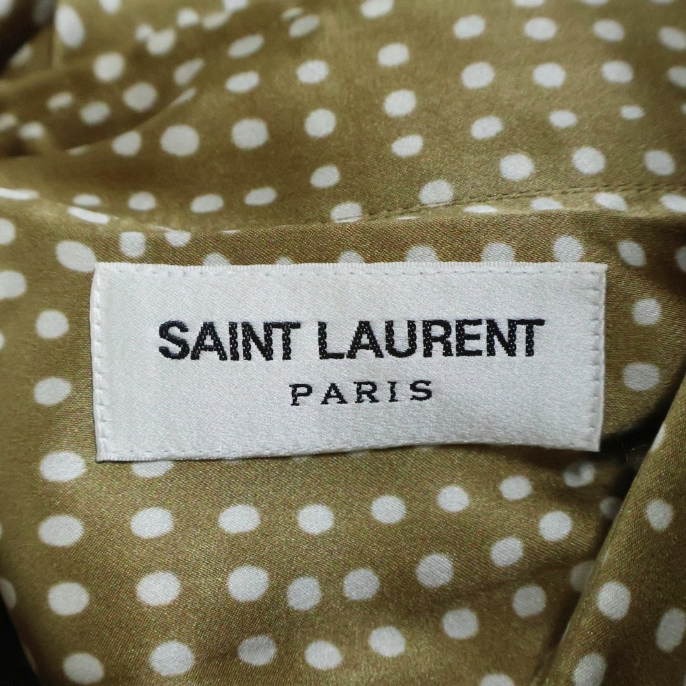 SAINT LAURENT PARIS(サンローランパリ) ポルカドット 総柄 シルク 長袖シャツ ブラウン 646850 Y2C28
