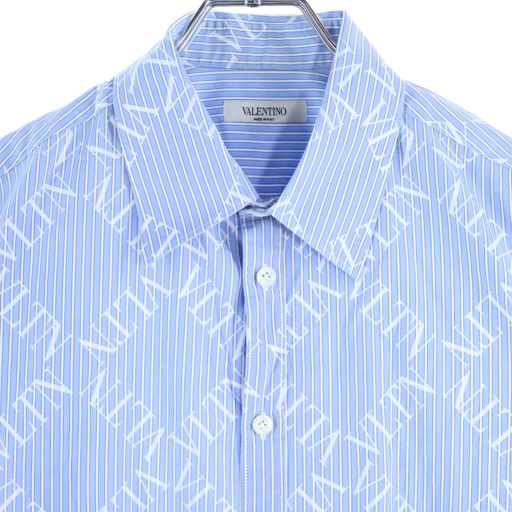 VALENTINO(ヴァレンティノ) VLTNロゴ総柄 ストライプ 長袖シャツ