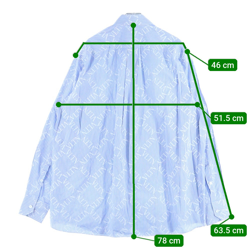 VALENTINO(ヴァレンティノ) VLTNロゴ総柄 ストライプ 長袖シャツ