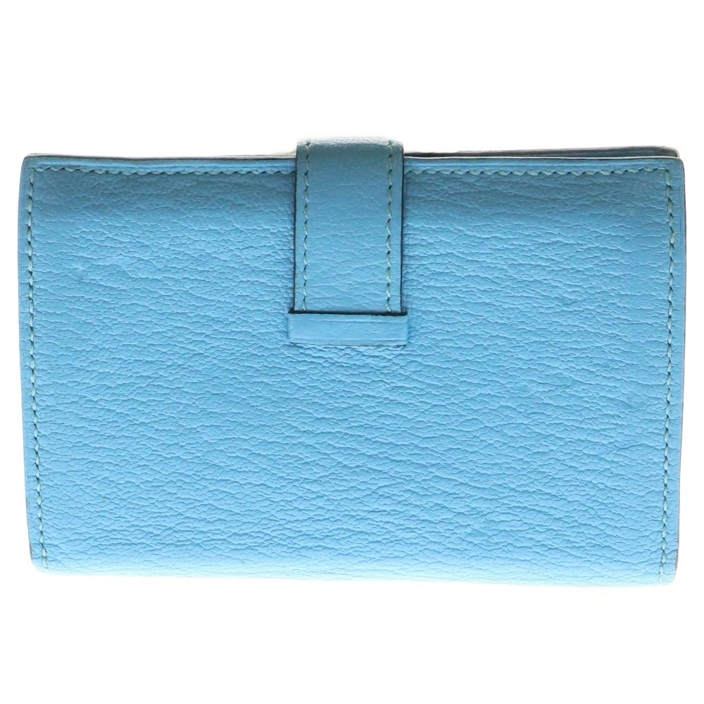 HERMES(エルメス) ベアン カードホルダー シェーブル カードケース シルバー金具 C刻印 ブルー