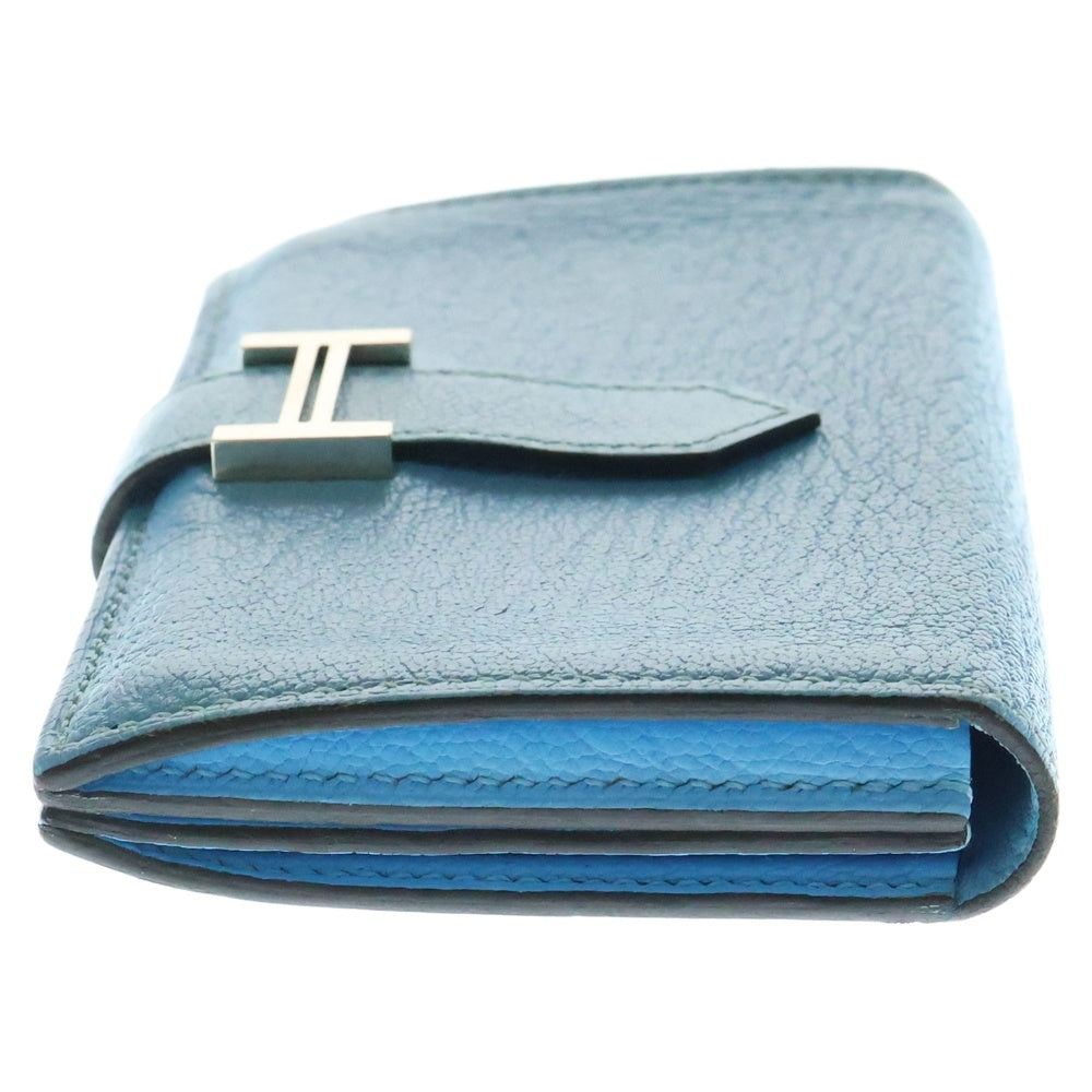 HERMES(エルメス) ベアン カードホルダー シェーブル カードケース シルバー金具 C刻印 ブルー