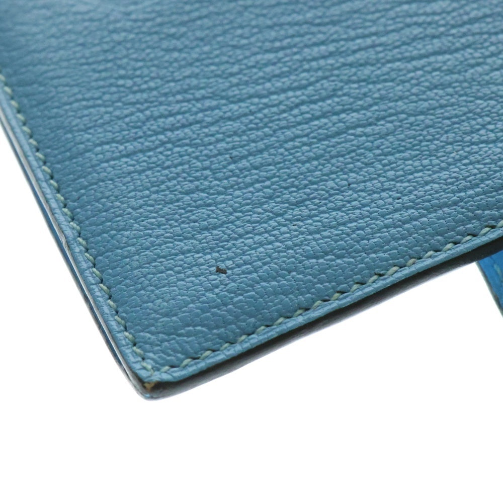 HERMES(エルメス) ベアン カードホルダー シェーブル カードケース シルバー金具 C刻印 ブルー
