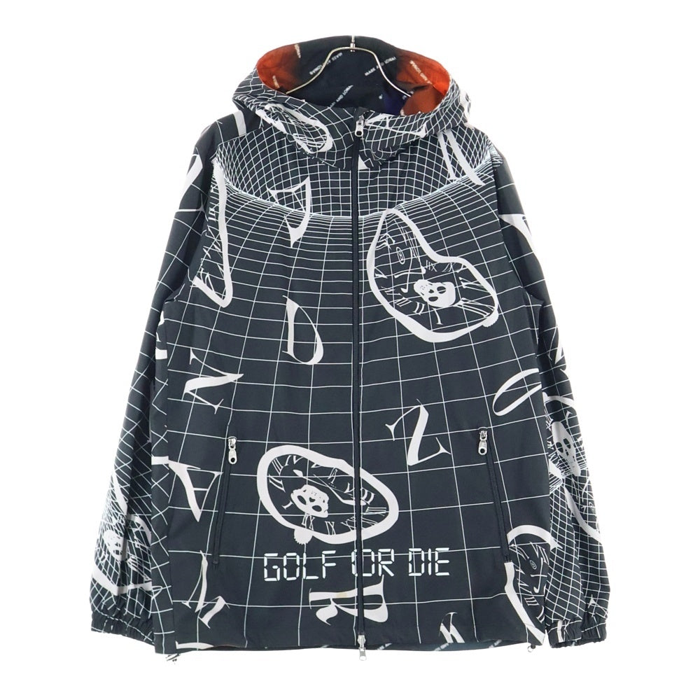 MARK&LONA(マークアンドロナ) 22SS Anachron Reversible Zip Hood Jacket スカルプリント アナクロン リバーシブル ジップアップ フーデッド ジャケット ブラック MLM-2A-AD03