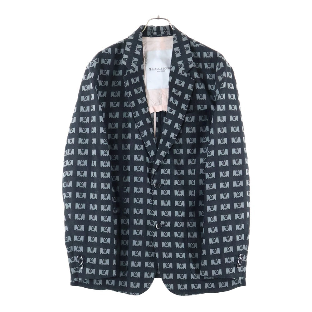 MARK&LONA(マークアンドロナ) 24SS Pave Wooly Tech Blazer 総柄 スカルプリント ノッチドラペル 2B ウール混 シングルテーラードジャケット ブレザー ブラック/グレー MLM-4A-AJ01