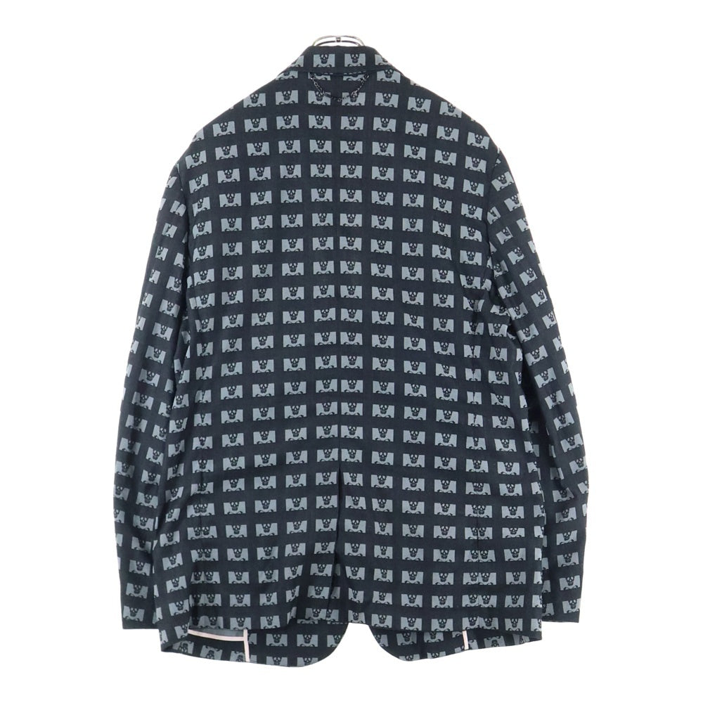 MARK&LONA(マークアンドロナ) 24SS Pave Wooly Tech Blazer 総柄 スカルプリント ノッチドラペル 2B ウール混 シングルテーラードジャケット ブレザー ブラック/グレー MLM-4A-AJ01