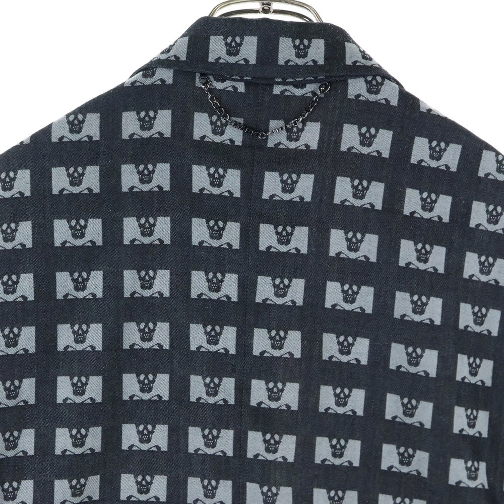 MARK&LONA(マークアンドロナ) 24SS Pave Wooly Tech Blazer 総柄 スカルプリント ノッチドラペル 2B ウール混 シングルテーラードジャケット ブレザー ブラック/グレー MLM-4A-AJ01