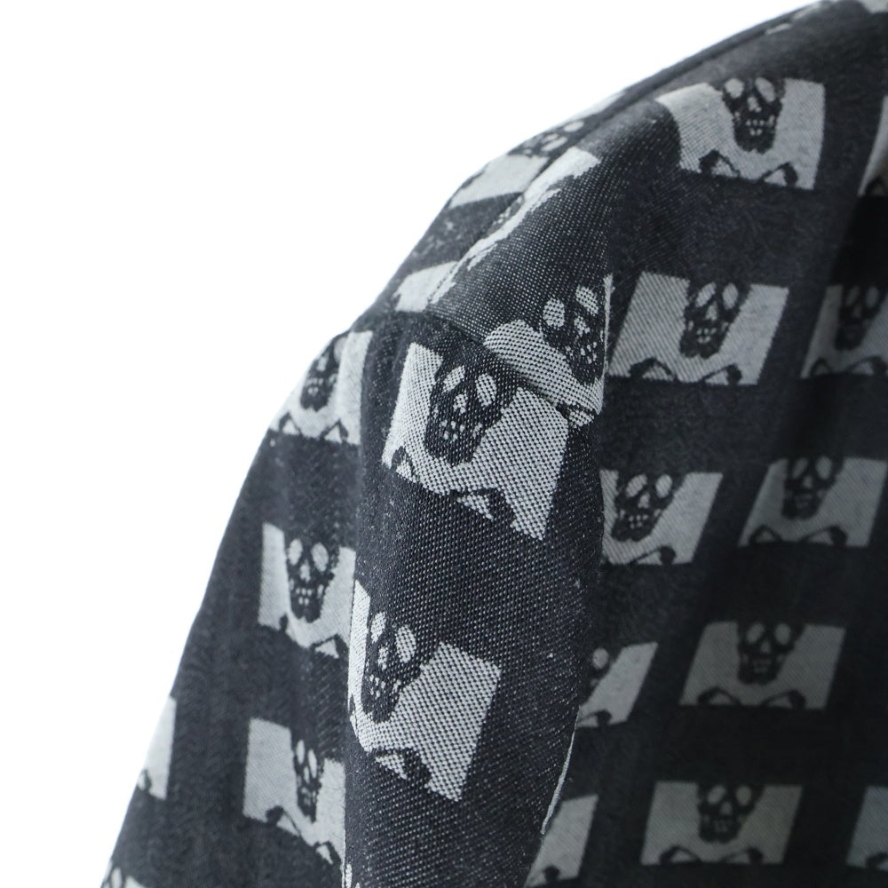 MARK&LONA(マークアンドロナ) 24SS Pave Wooly Tech Blazer 総柄 スカルプリント ノッチドラペル 2B ウール混 シングルテーラードジャケット ブレザー ブラック/グレー MLM-4A-AJ01