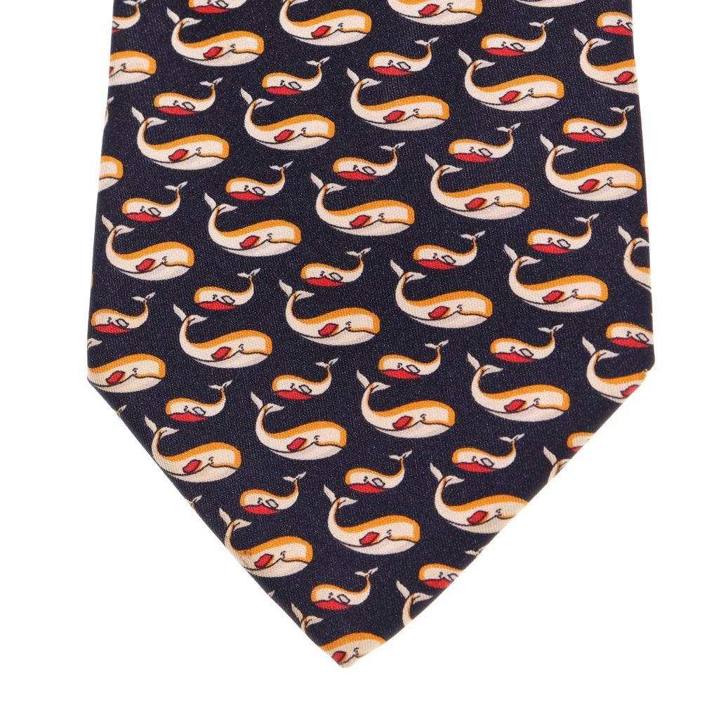 Salvatore Ferragamo(サルヴァトーレ フェラガモ) 総柄 クジラ シルク