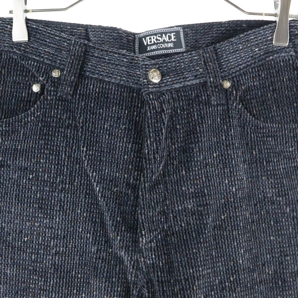 VERSACE JEANS COUTURE(ヴェルサーチジーンズクチュール) メデューサロゴ ボタンフライ コーデュロイパンツ ダークグレー D-TK-388