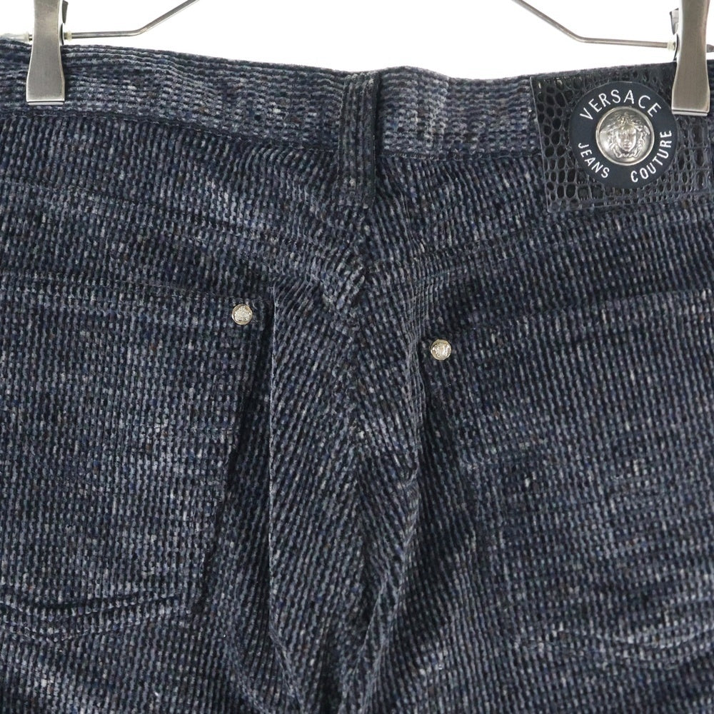 VERSACE JEANS COUTURE(ヴェルサーチジーンズクチュール) メデューサロゴ ボタンフライ コーデュロイパンツ ダークグレー D-TK-388