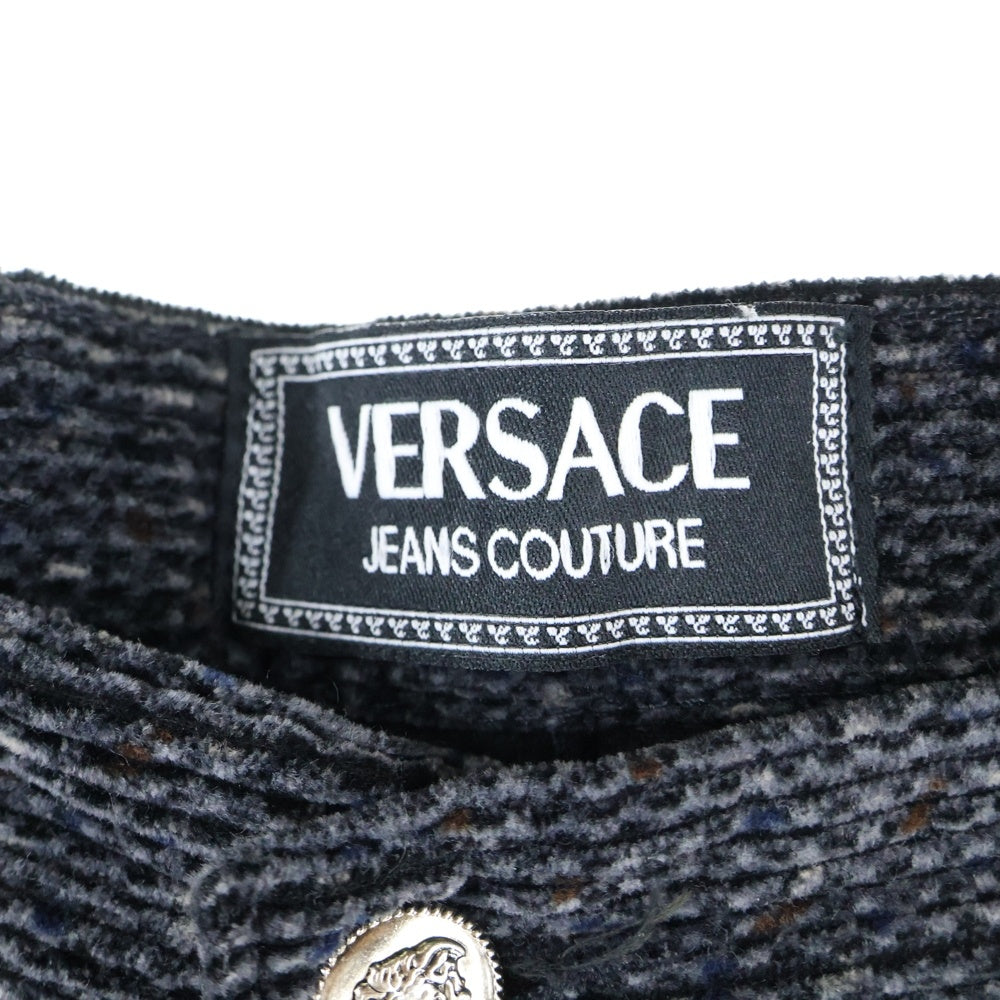VERSACE JEANS COUTURE(ヴェルサーチジーンズクチュール) メデューサロゴ ボタンフライ コーデュロイパンツ ダークグレー D-TK-388