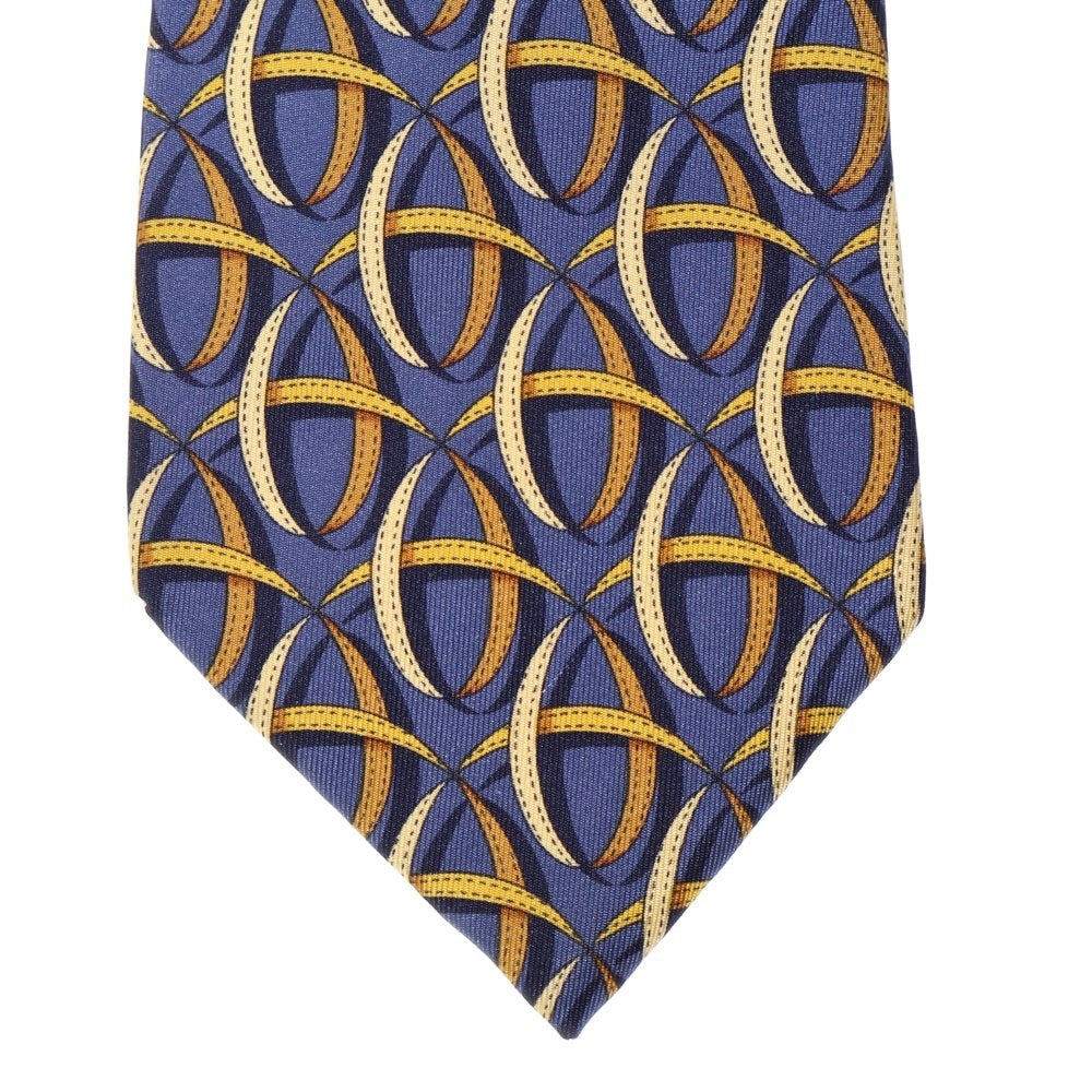 GUCCI(グッチ) 総柄 シルク ネクタイ ネイビー/イエロー